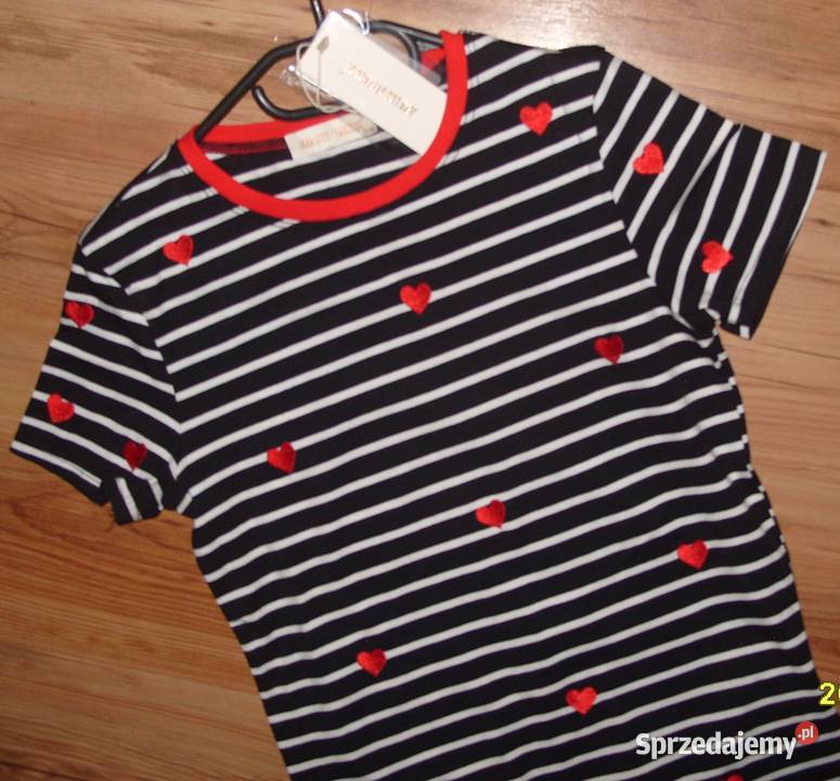 Bawełniany Tshirt paseczki i serduszka r SM Topy i koszulki Rawicz sprzedam