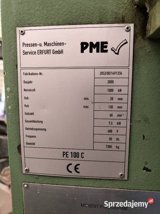 Prasa mimośrodowa PE100 C Koniecpol