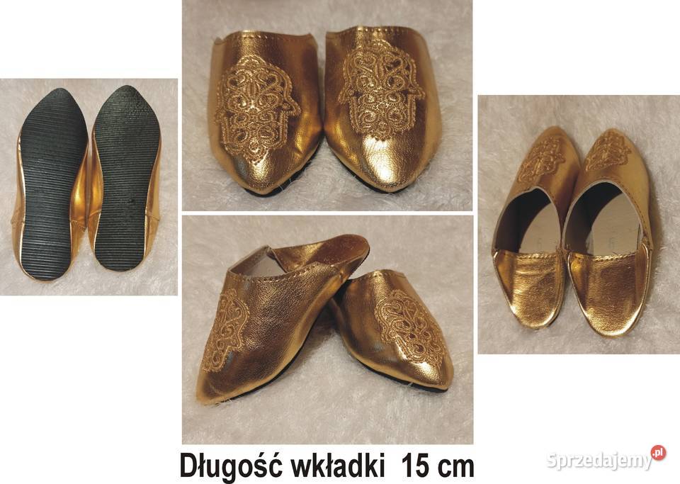 Złote kapcie w stylu orientalnym małego dziecka 15cm Dla Dziecka Radzyń Podlaski
