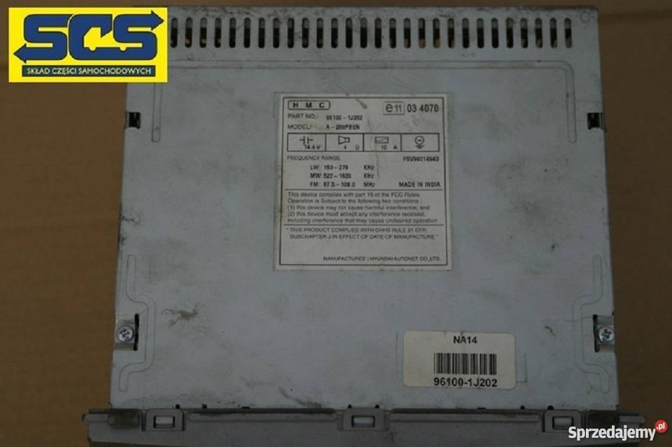 HYUNDAI I20 RADIO CD MP3 961001J202 A200 PBEN Bieleń
