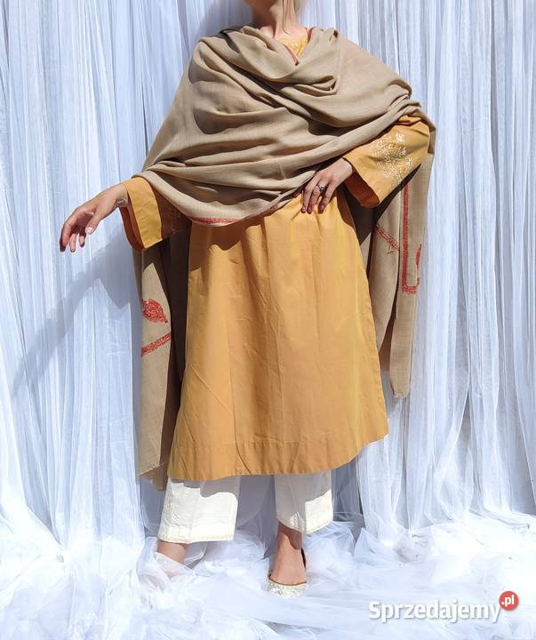 Szal orientalny indyjski haftowany haft paisley Uniseks