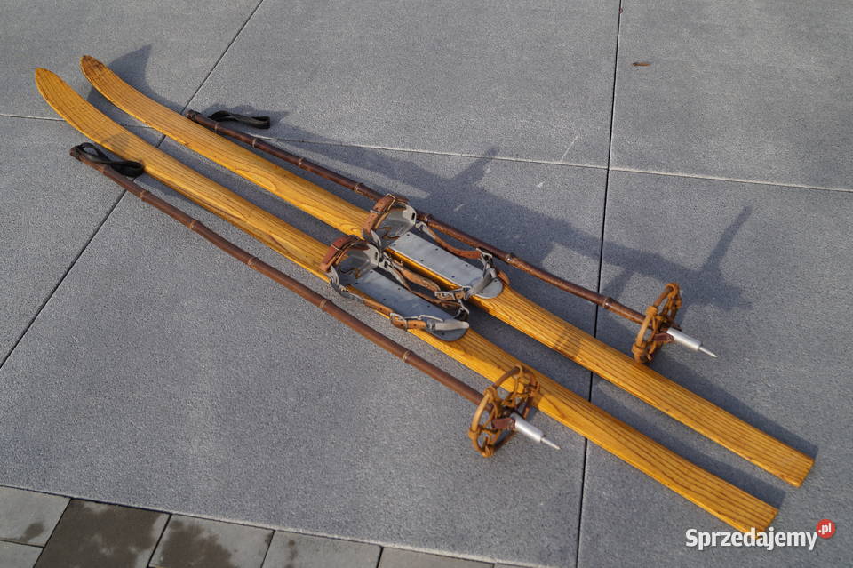 Stare narty jesionowe 190 z kijkami Pruchnik sprzedam