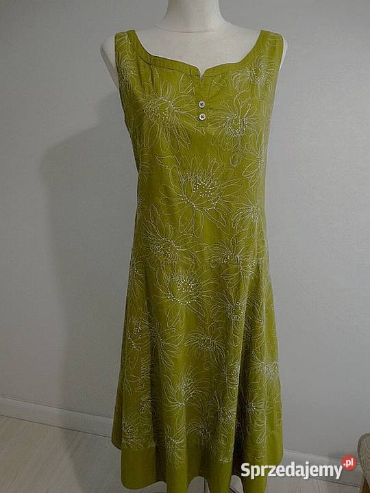 Sukienka Laura Ashley Limonkowa Zdobiona Haftem Łomża