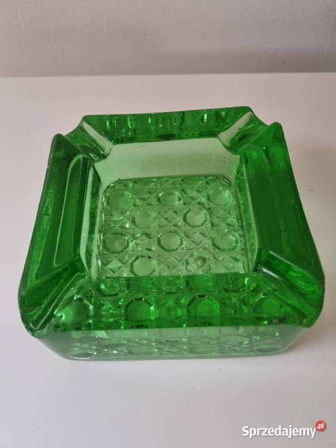 Popielnica zielone szkło PRL lubelskie Lublin