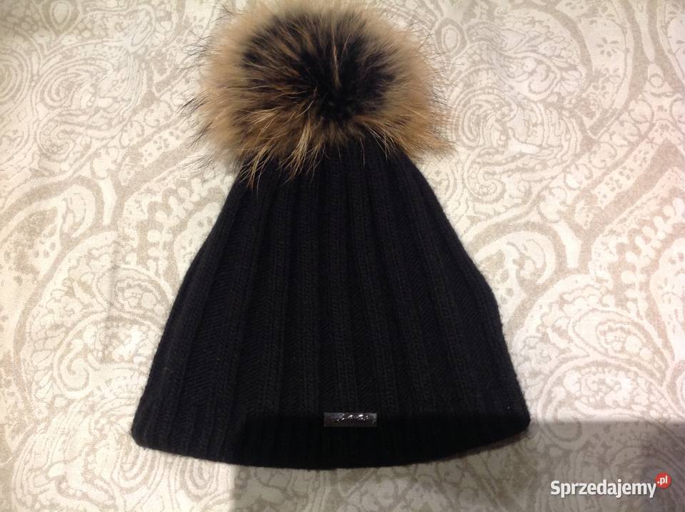 Czapka Czarna Damska z Jenotem Naturalnym LA Dla kobiet Nowa Sól