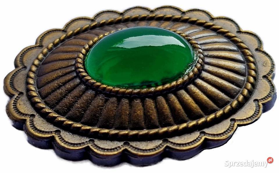 VINTAGE BROSZA Z ZIELONYYM JADEITEM STYL ART sprzedam