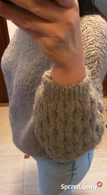 Sweter damski ciepły szary gruby splot oversize zachodniopomorskie Szczecin sprzedam