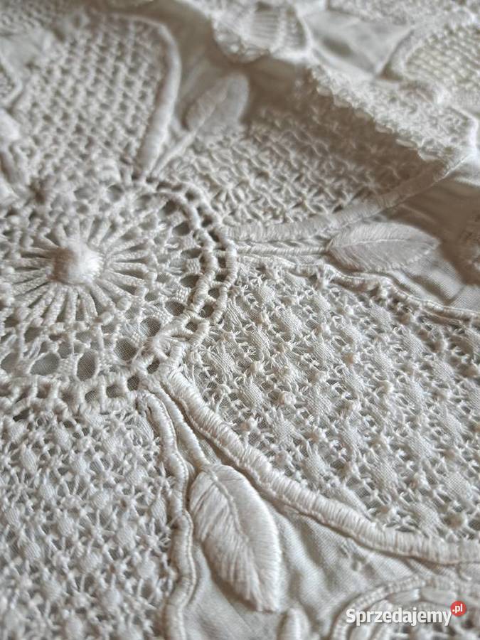 Poszewka na poduszkę owal 34x42 haftowana stara Łódź