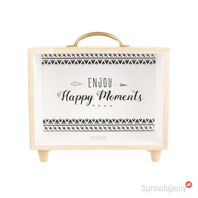 Skarbonka drewniana z szybką w stylu ETNO Kanie