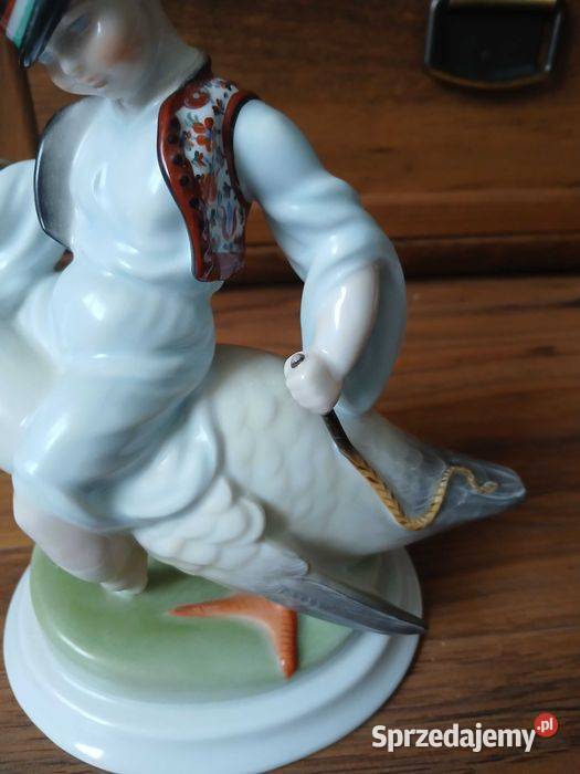 Figurka chłopaka na łabedziu Herend recznie Kraków