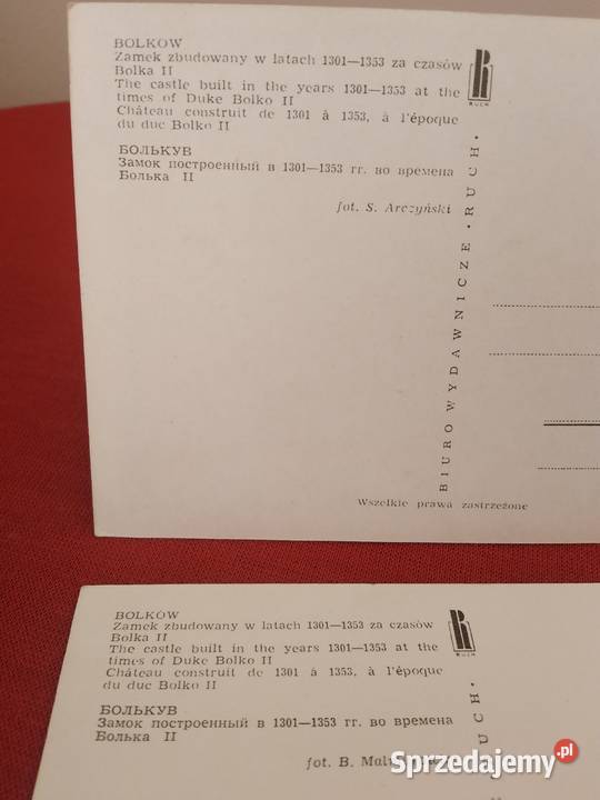 Zamek Bolków Dwie Pocztówki z 1965 roku Wałbrzych