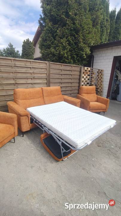 Komplet kanapa sofa 2 fotele funkcja spania