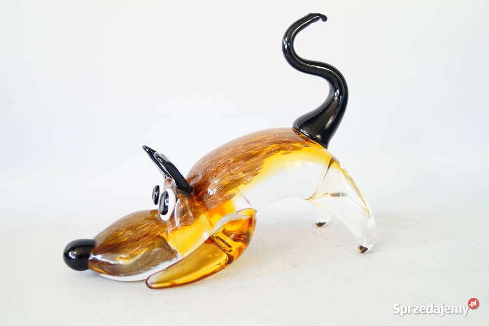 Figura szklana figura Murano style pies piesek Gizałki