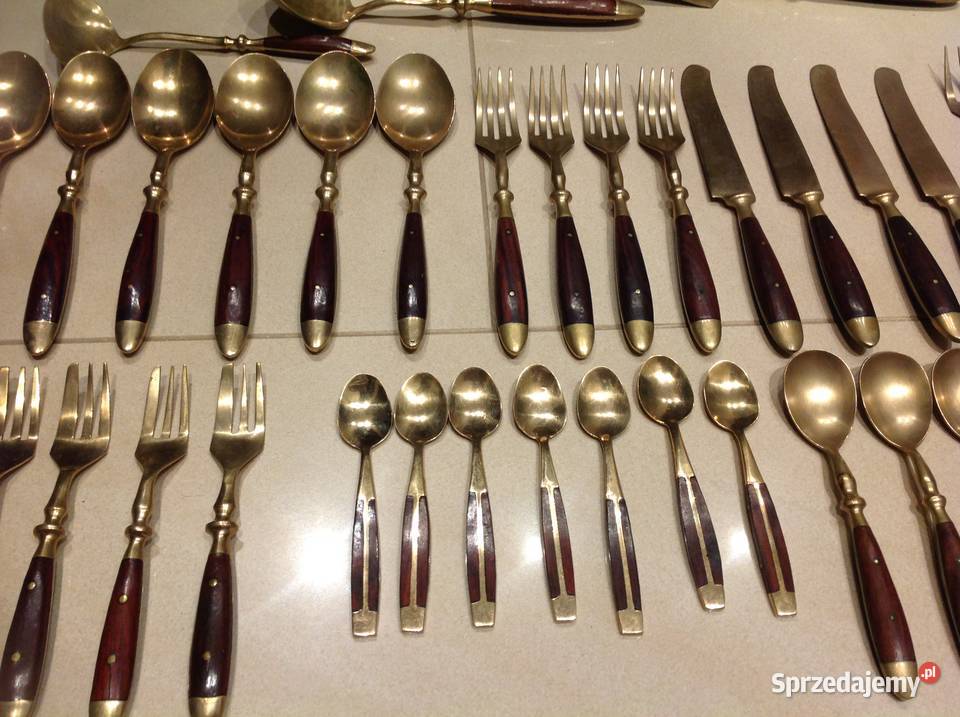 Zestaw Sztućców Brąz Drewno Wiśniowe 37 STARE