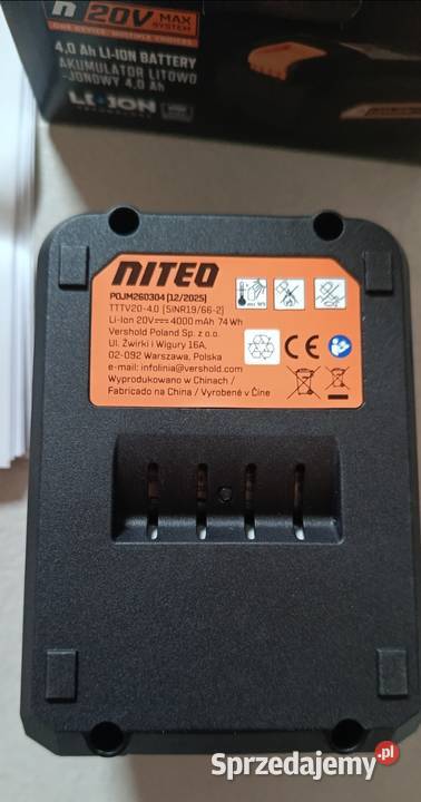 NITEO 20V akumulator litowojonowy 40 Ah NOWY warmińsko-mazurskie sprzedam