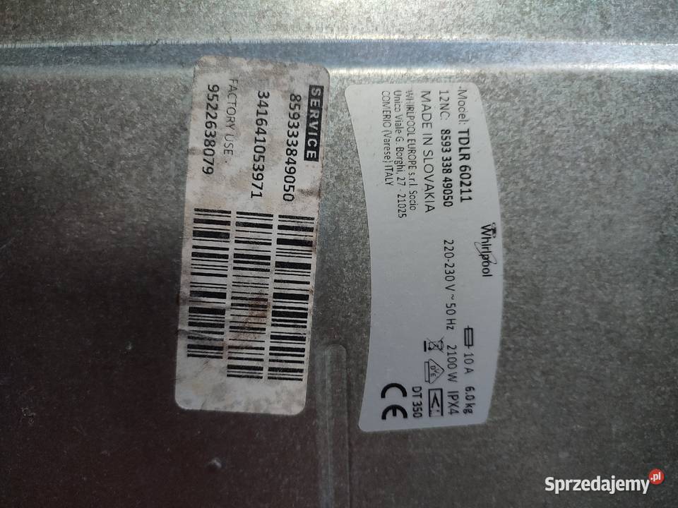 Części pralki Whirlpool TDLR 60211 Brzeziny