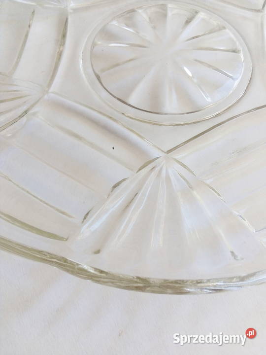 szklany talerz patera huta Niemen vintage PRL śląskie Częstochowa