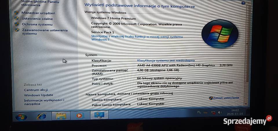 Komputer stacjonarny lenovo amd a4 4gb ram 200gb świętokrzyskie Kielce