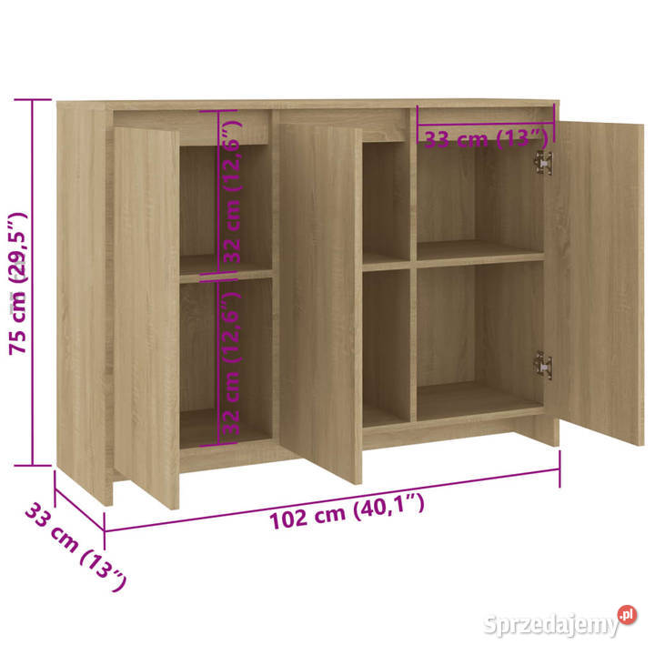 Szafka dąb sonoma 102x33x75 materiał Warszawa