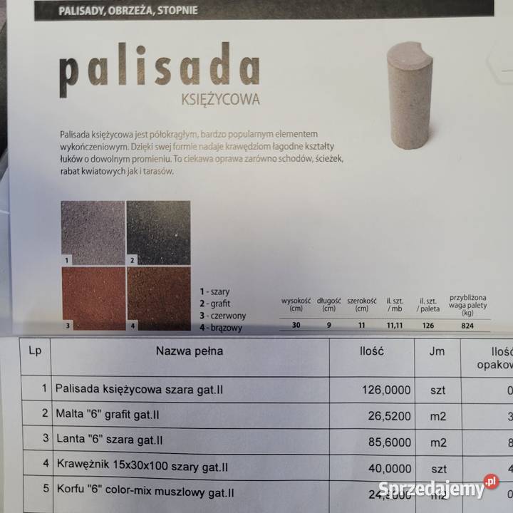 Palisada księżycowa 5 Hryniewicze sprzedam