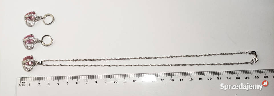 Komplet biżuterii pr925 Różowe Serce srebrne Łódź