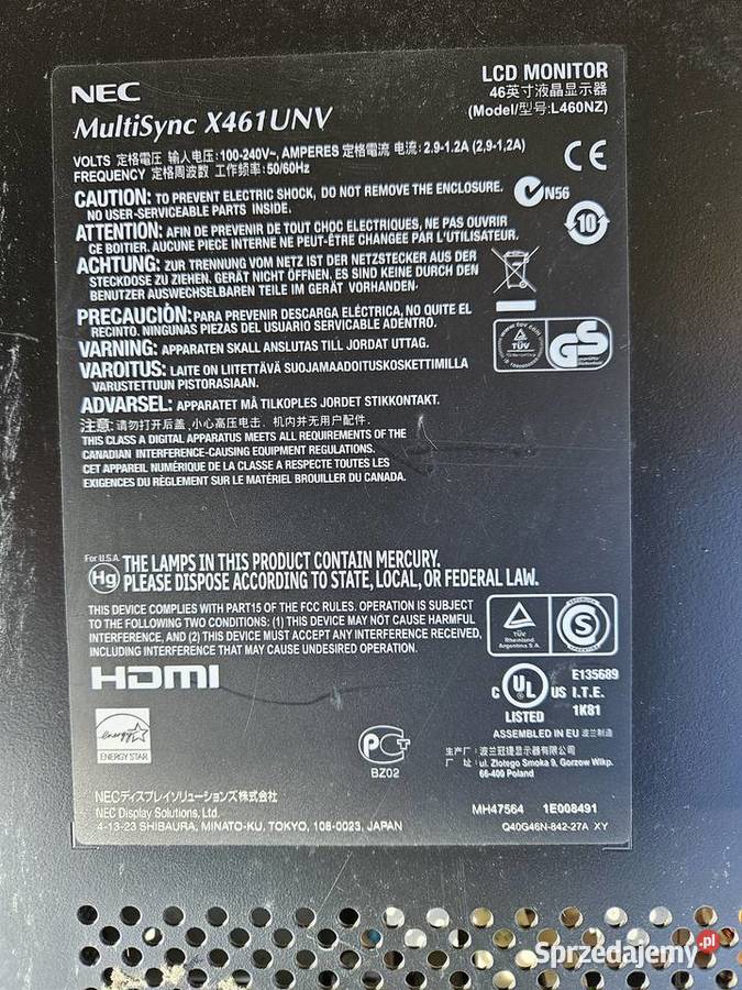 Monitor NEC 46 bezbramkowe 7 zachodniopomorskie