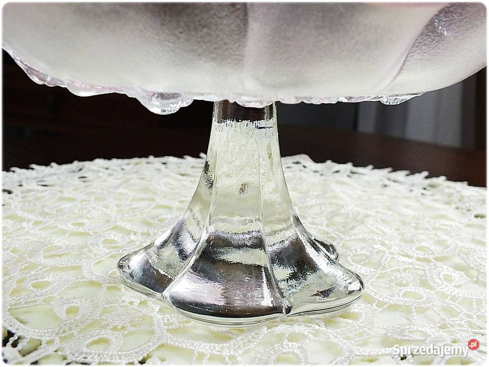 Stara Patera szklana Różowe Szkło z tłoczonymi Żary