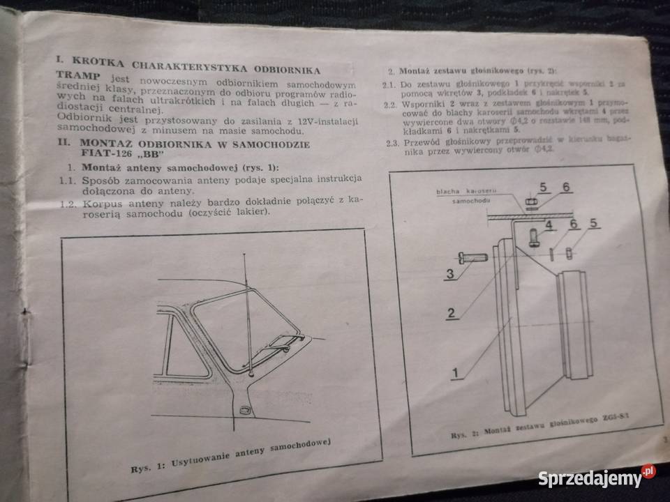 Instrukcja obsługi radia samochodowego Unitra Kraków sprzedam