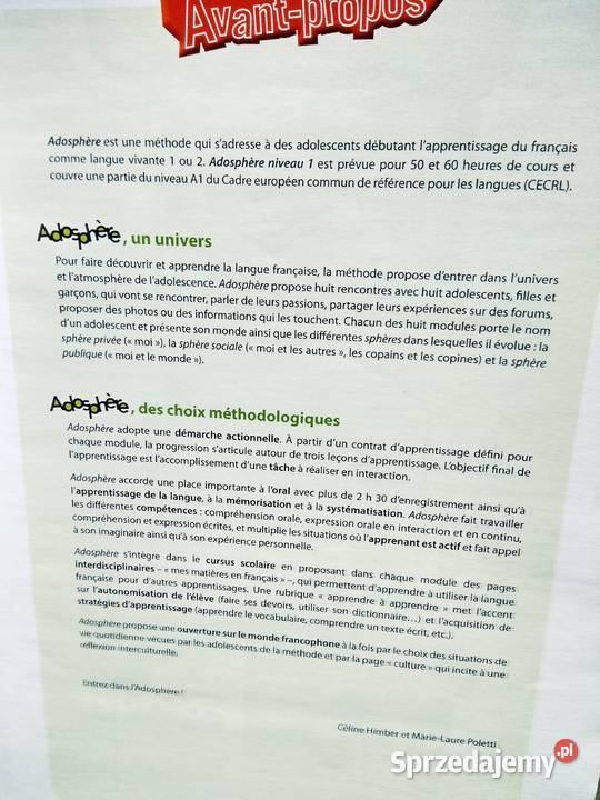 adosphere 1 francuski Warszawa sprzedam