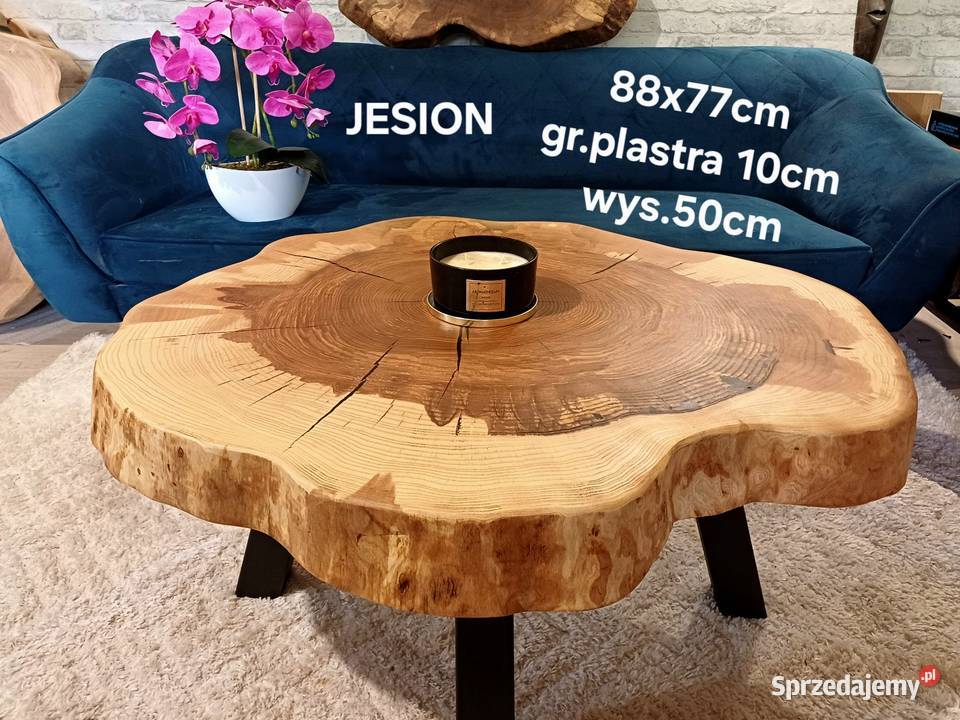 Stolik kawowy 88x78 PIĘKNY OKAZ LIVE EDGE wielkopolskie Śrem sprzedam