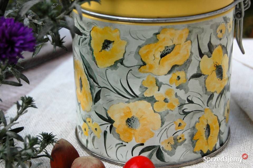 Stara puszka vintage na herbatę kawę żółte Lublin