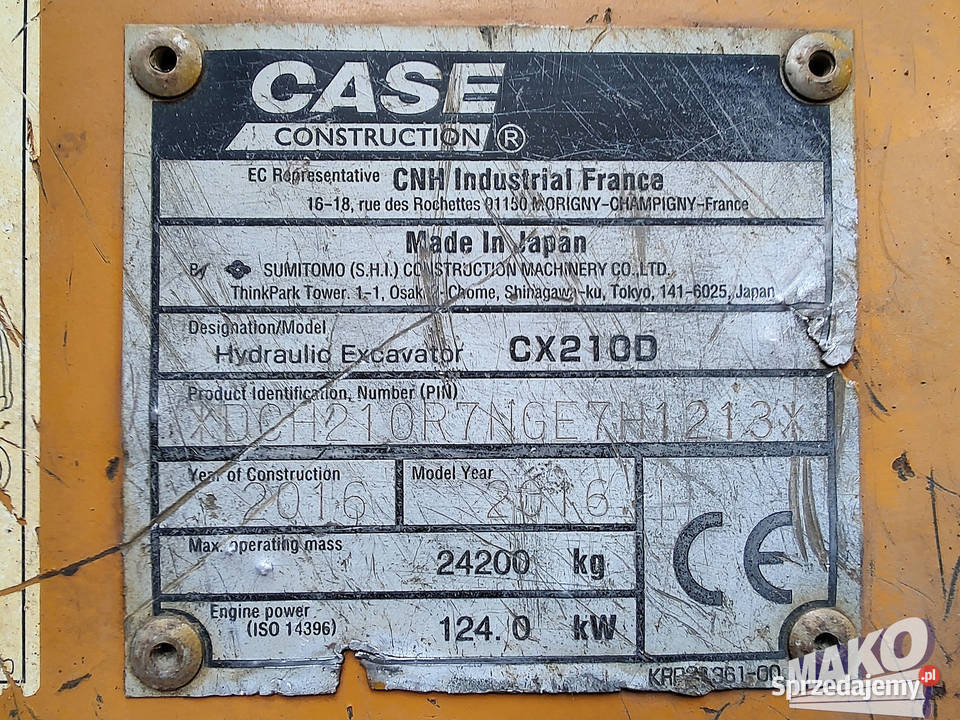Case CX210D 2016r 11311 mtg CAT Liebherr Hitachi Koparki Ostrowiec Świętokrzyski