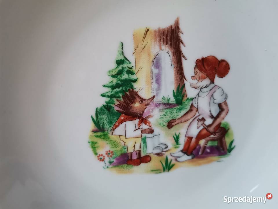 Stary talerz bajkowy Krasnoludek i Jeżyk Katowice