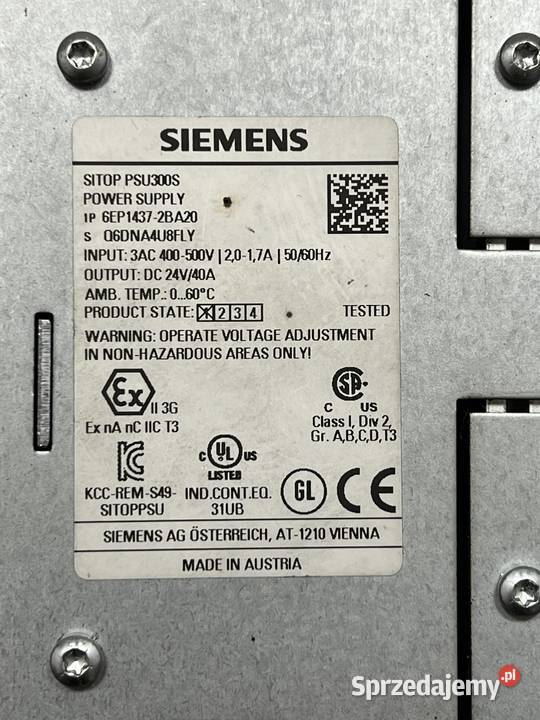 24V 40A zasilacz Siemens SITOP PSU300S sprzedam