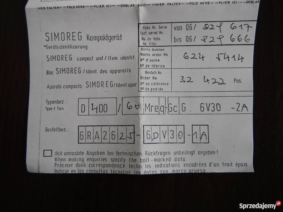 SIEMENS Simoreg D40060MreqGcG6V302A Zespół Barak