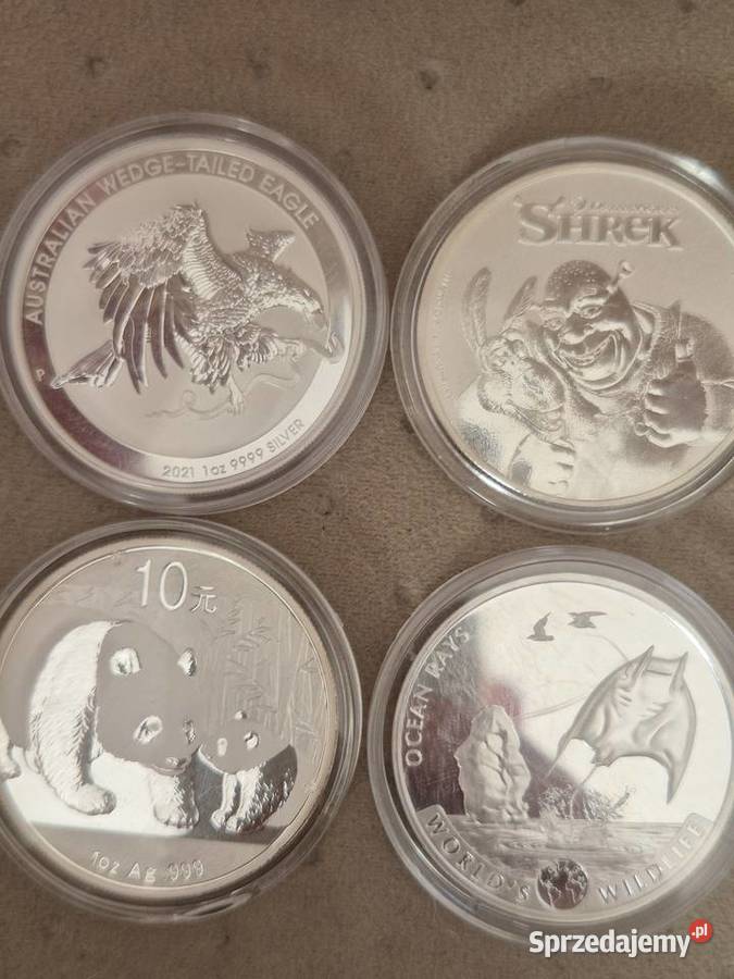 Kolekcja 4 srebrnych monet zachodniopomorskie Koszalin