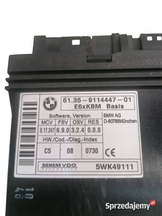 MODUŁ STEROWNIK KOMFORTU BMW 5 E60 9114447 Części samochodowe sprzedam