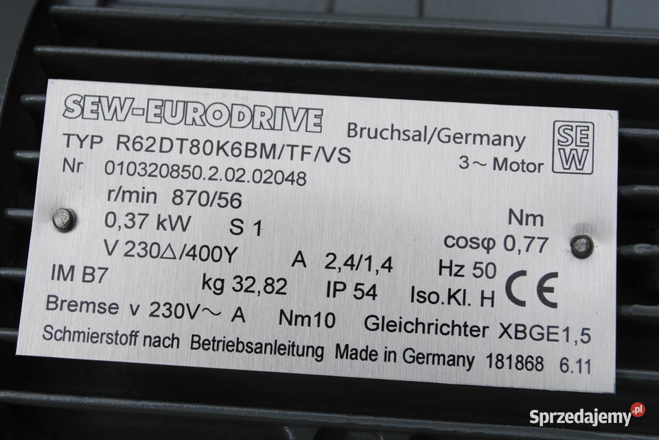 Motoreduktor 037kw 56obr z hamulcem Firmy SEW Kargowa