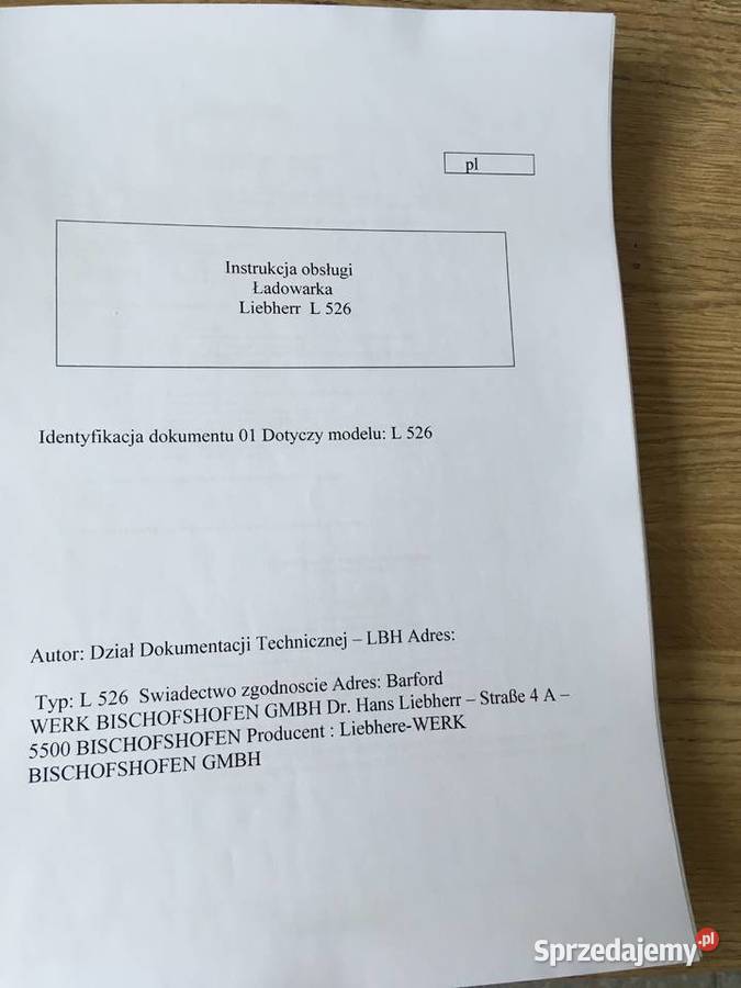 dtr instrukcja obsługi ładowarka liebherr l 526 Szczecin