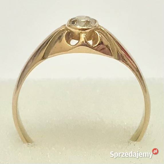 Złoty PIERŚCIONEK 750 18K z DIAMENTEM w starym Warszawa