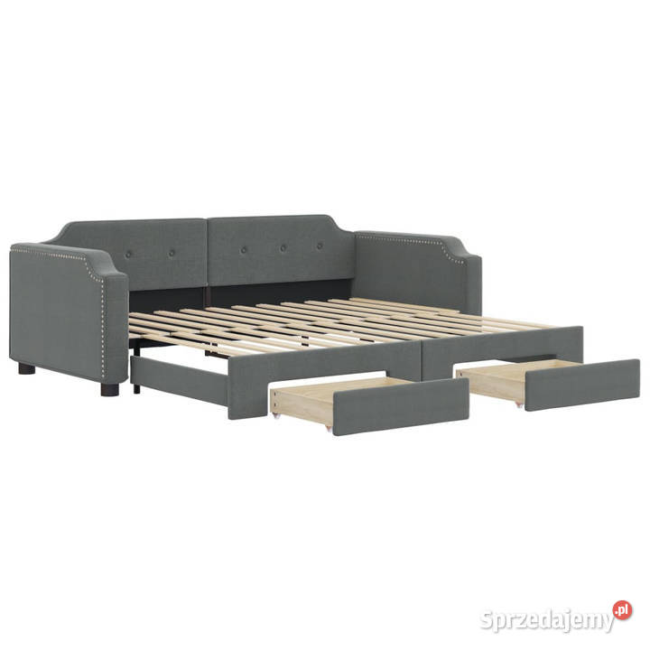Sofa rozsuwana z szufladami ciemnoszara tkanina Łóżka mazowieckie Warszawa