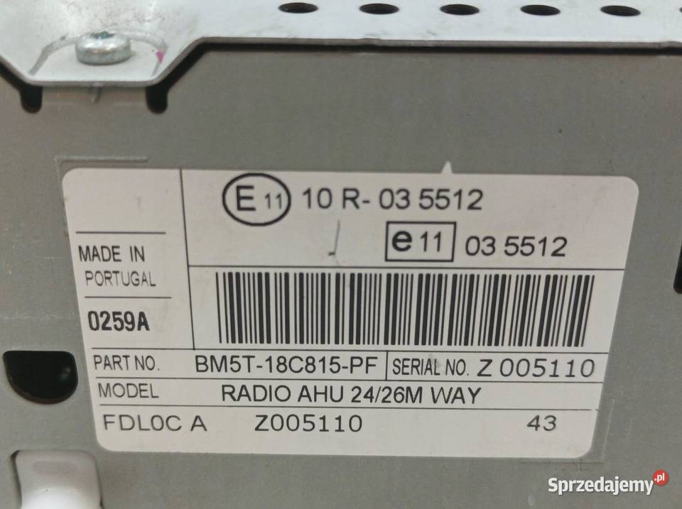 RADIO BM5T18C815PF Ford Transit Custom I 2012 osobowe