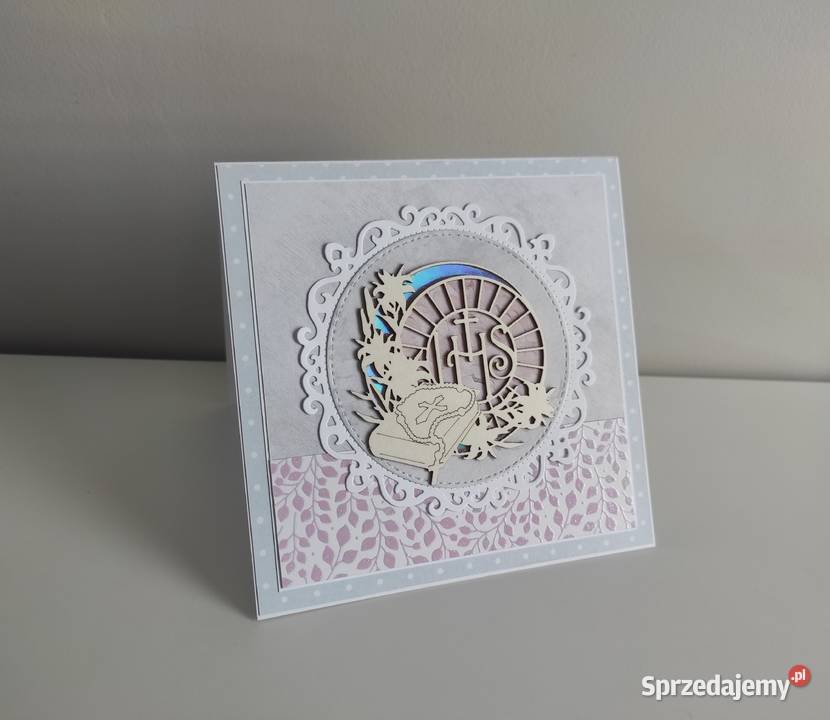 Kartka ręcznie robiona na Komunię Świętą Biblia Łódź sprzedam