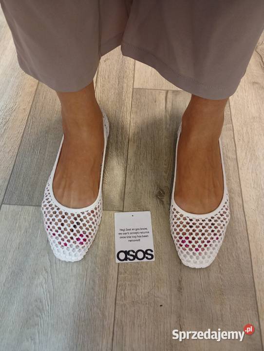 40 ASOS Design Białe siateczkowe baleriny z Kraków sprzedam