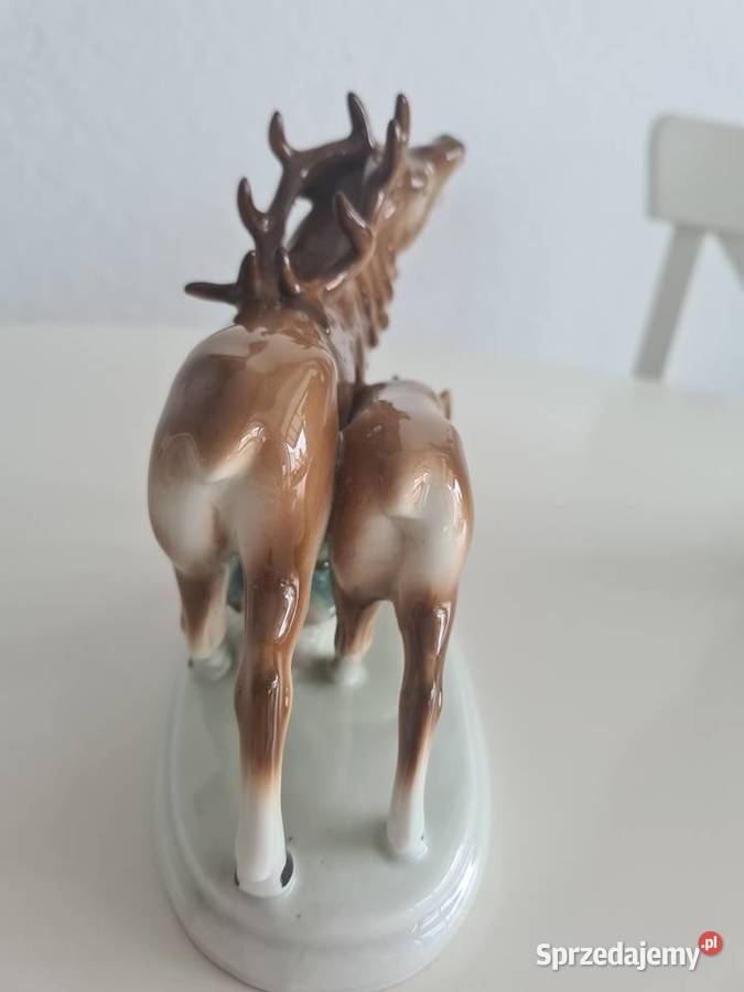 Sygnowana figurka jelenia motyw leśny małopolskie Gorlice