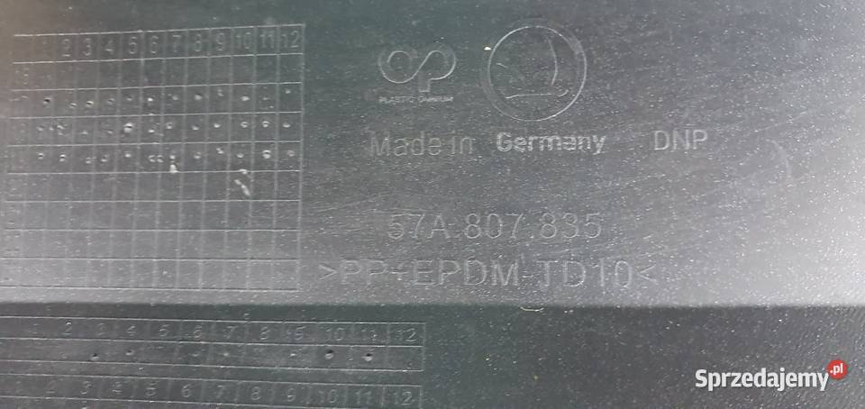SKODA KAROQ ZDERZAK TYLNY DYFUZOR TYŁ 87A807835 osobowe