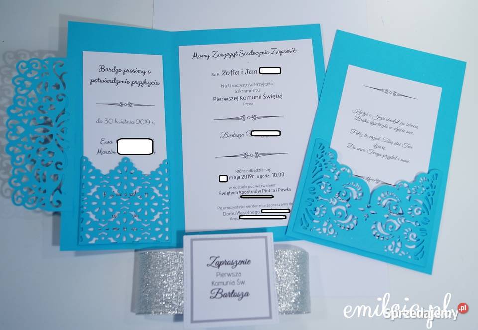 Zaproszenia ażurowe Koperta Ślub emilcia Zielona Góra sprzedam