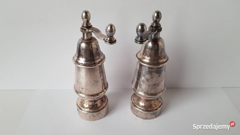 Sygnowana platerowana solniczka i pieprzniczka Dąbrowa Górnicza