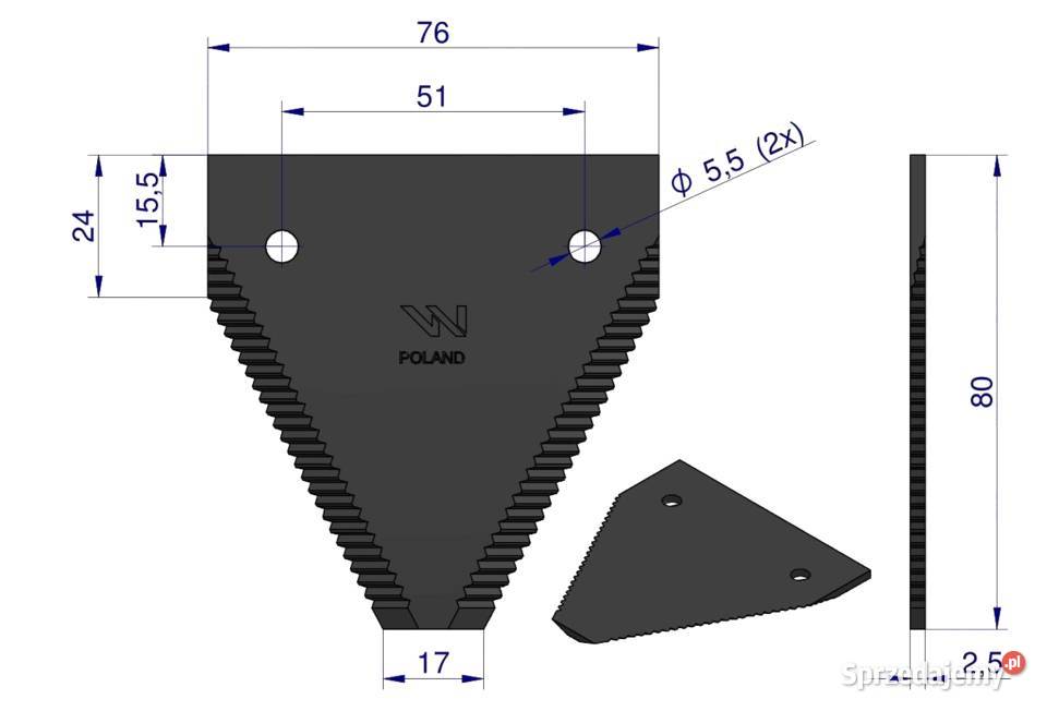 Nóż Listwy Nożowej 20 WARYŃSKI 80x76x25 Solec Kujawski