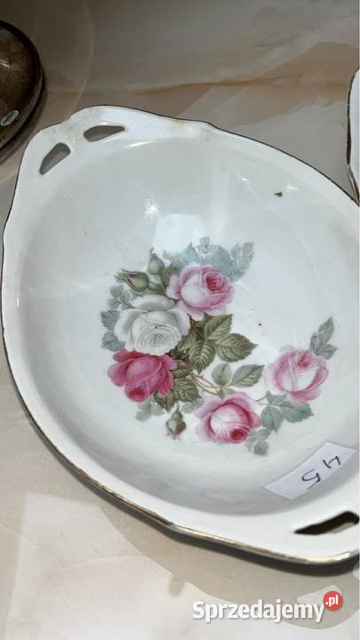 2 Porcelanowe miseczki paterki Owalne Z różami